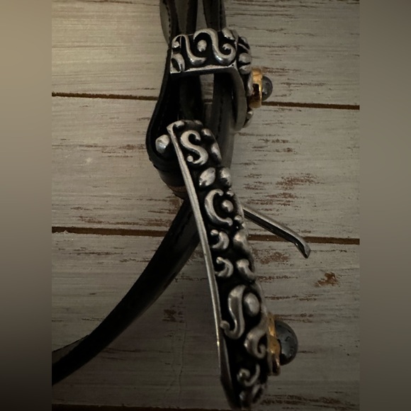 Vicenza Genuine Italian Calfskin Belt Black Size 30 401 Silver Buckle Gold - Picture 7 of 15